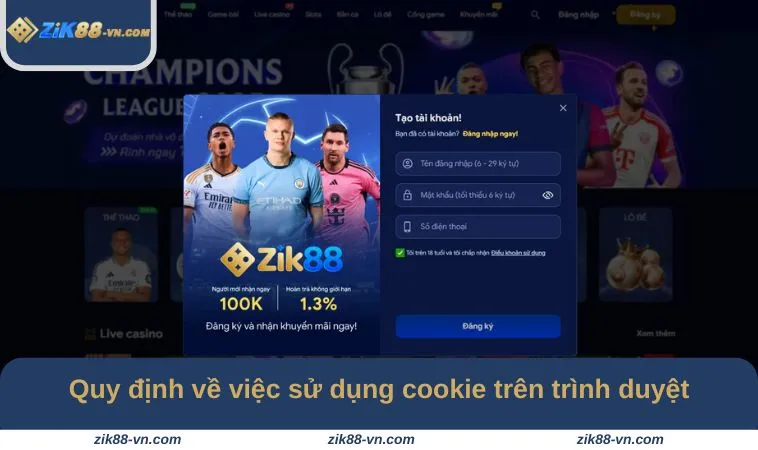 Quy định về việc sử dụng cookie trên trình duyệt